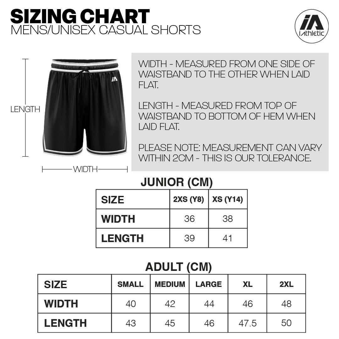 NZ Breakers NBL25 Script Casual Shorts with Pockets - Carolina/White