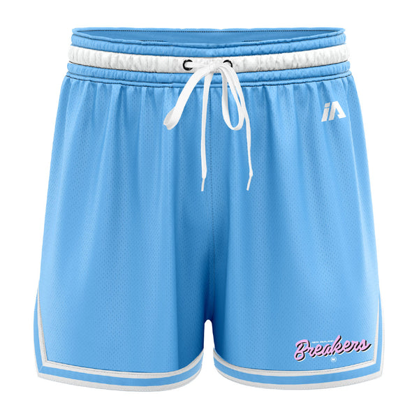 NZ Breakers NBL25 Script Casual Shorts with Pockets - Carolina/White